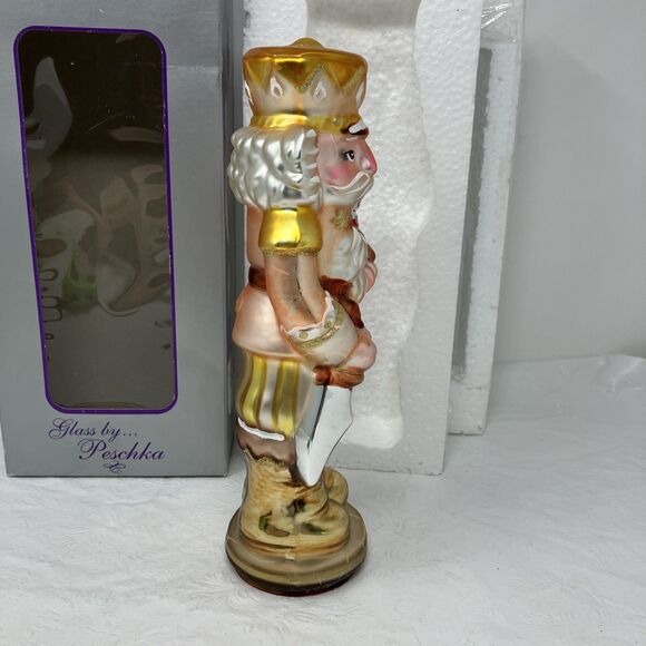 Vintage Hand Blown Glass Gold 10" Nutcracker by Peschka Christmas 1996 Figure - Picture 5 of 16